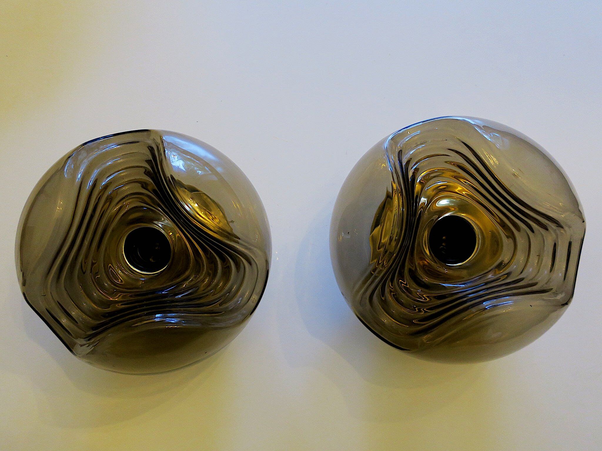 Pair of large wave lights by Koch & Lowy for Peill Putzler 1970s
