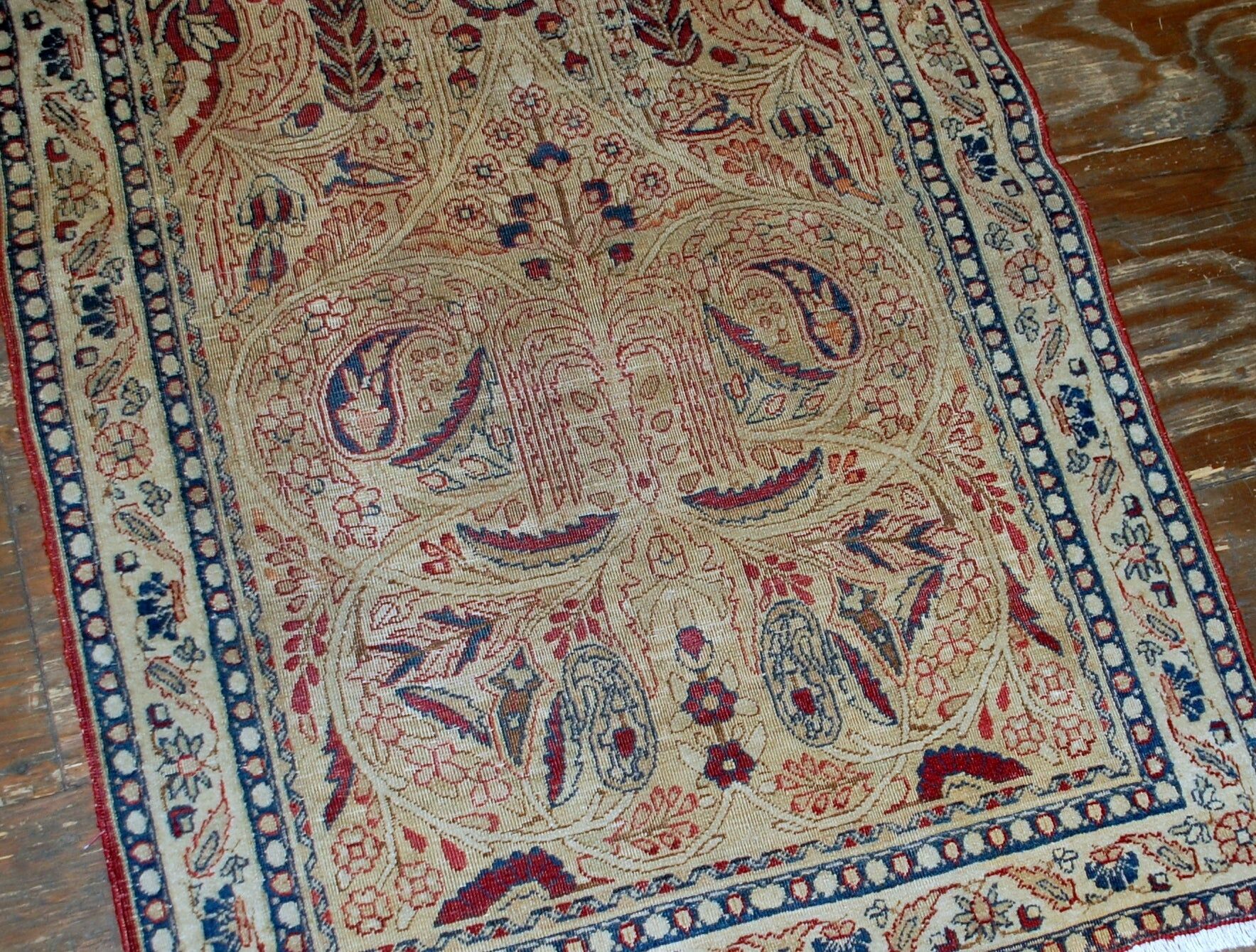 Tapis persan Kerman Lavar antique fait main 90 cm x 146 cm années 1880
