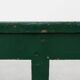 Rustic primitive green farmhouse bench in solid oak, France ca. 1900