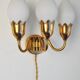 Fog & Mørup 3-Arm Brass and Opaline Glass Tulip Wall Lamp