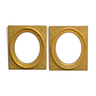 Pair of nineteenth century gilded wood wall mirrors  84x73cm