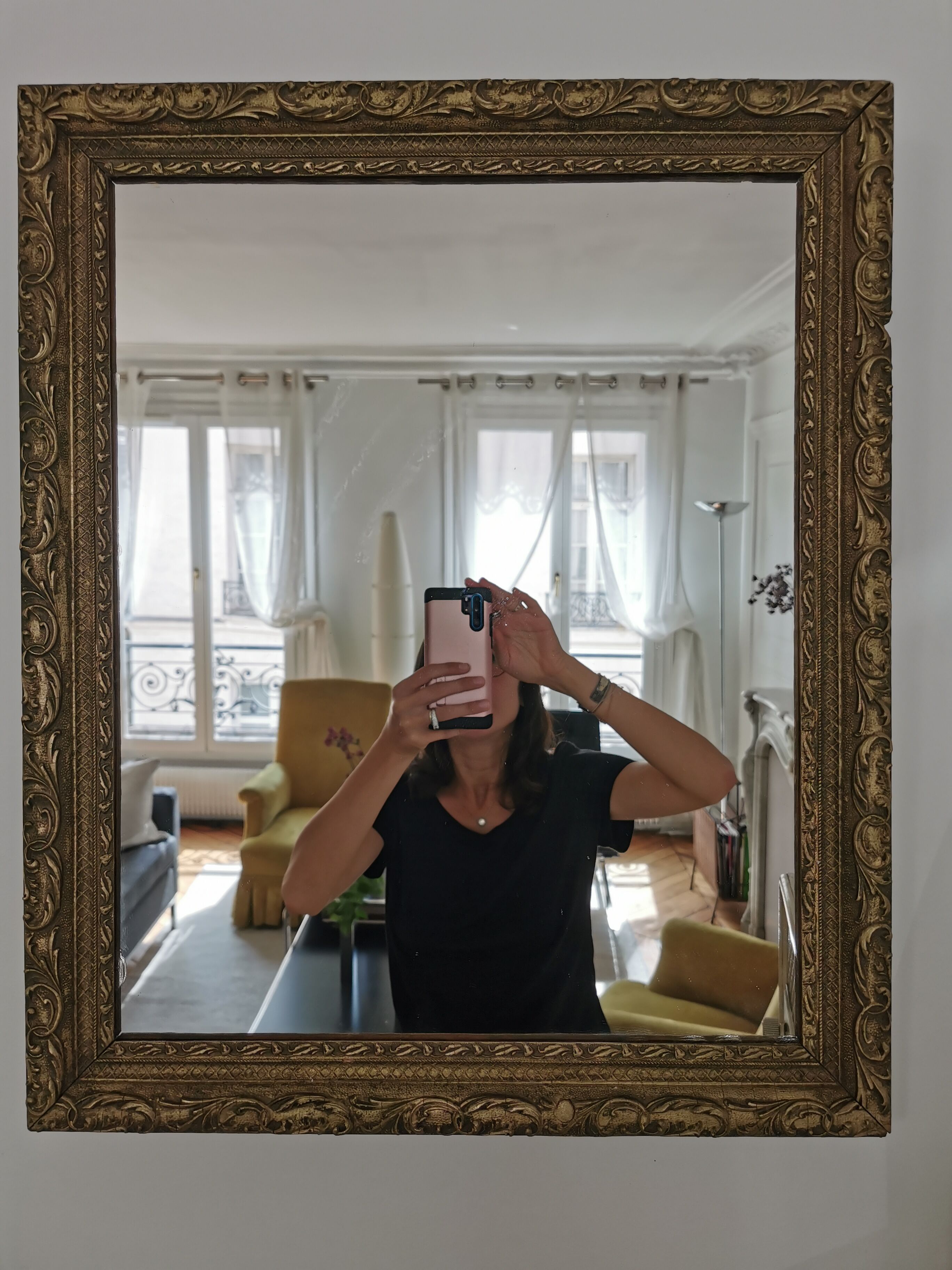 Louis XIII-style gold mirror - 58x48cm