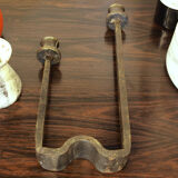 Brutalist wrought iron candle holder beaten