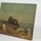 Oil on wood panel marine theme XlXth view of brittany