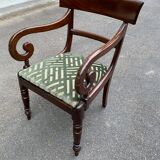English Regency office chair in curved wood and green velvet