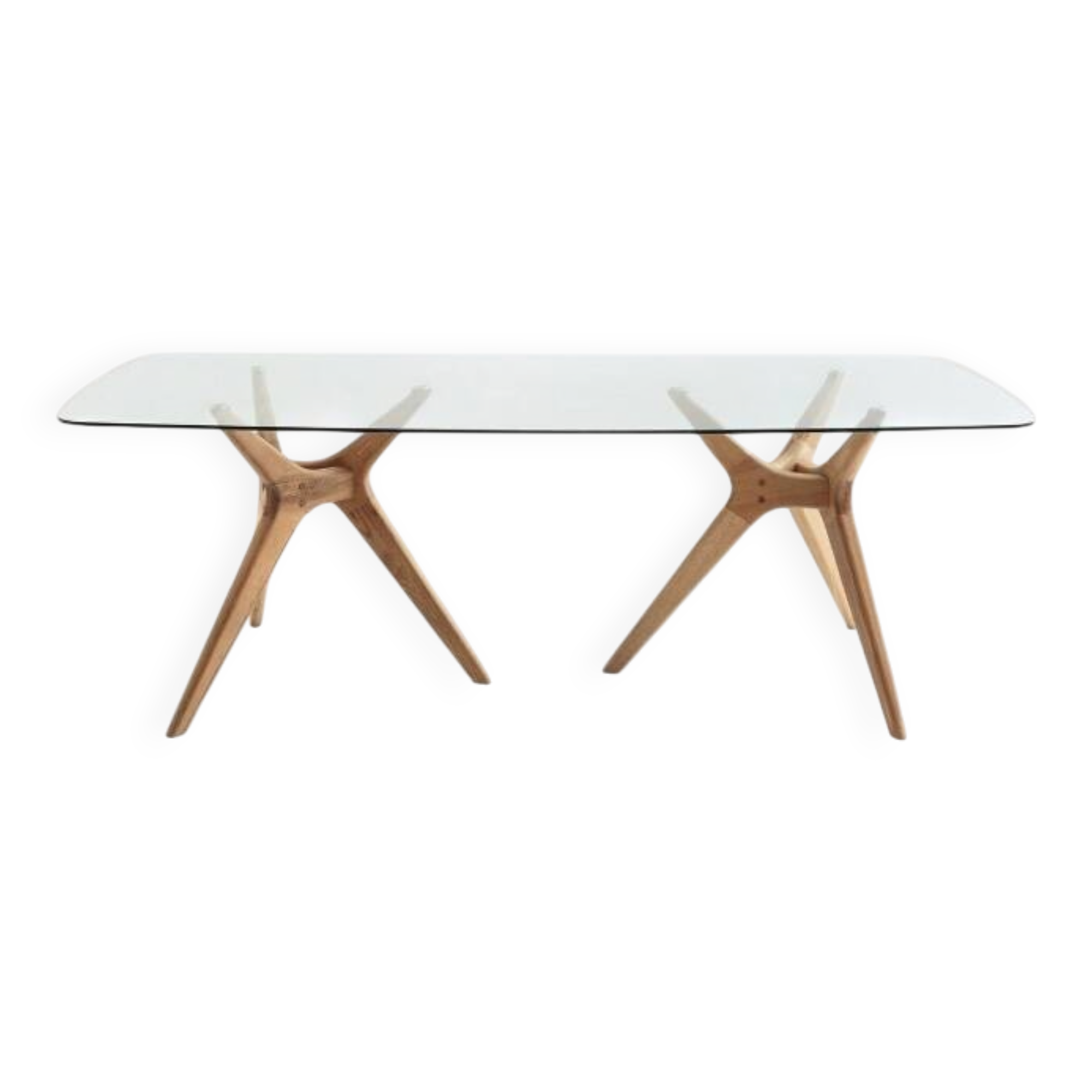 Rectangular glass and oak table, Maricielo 8 Seats - AM PM - L220 x H75