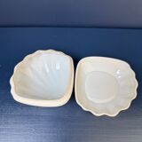 Rare boîte coquillage en porcelaine blanc & bleu