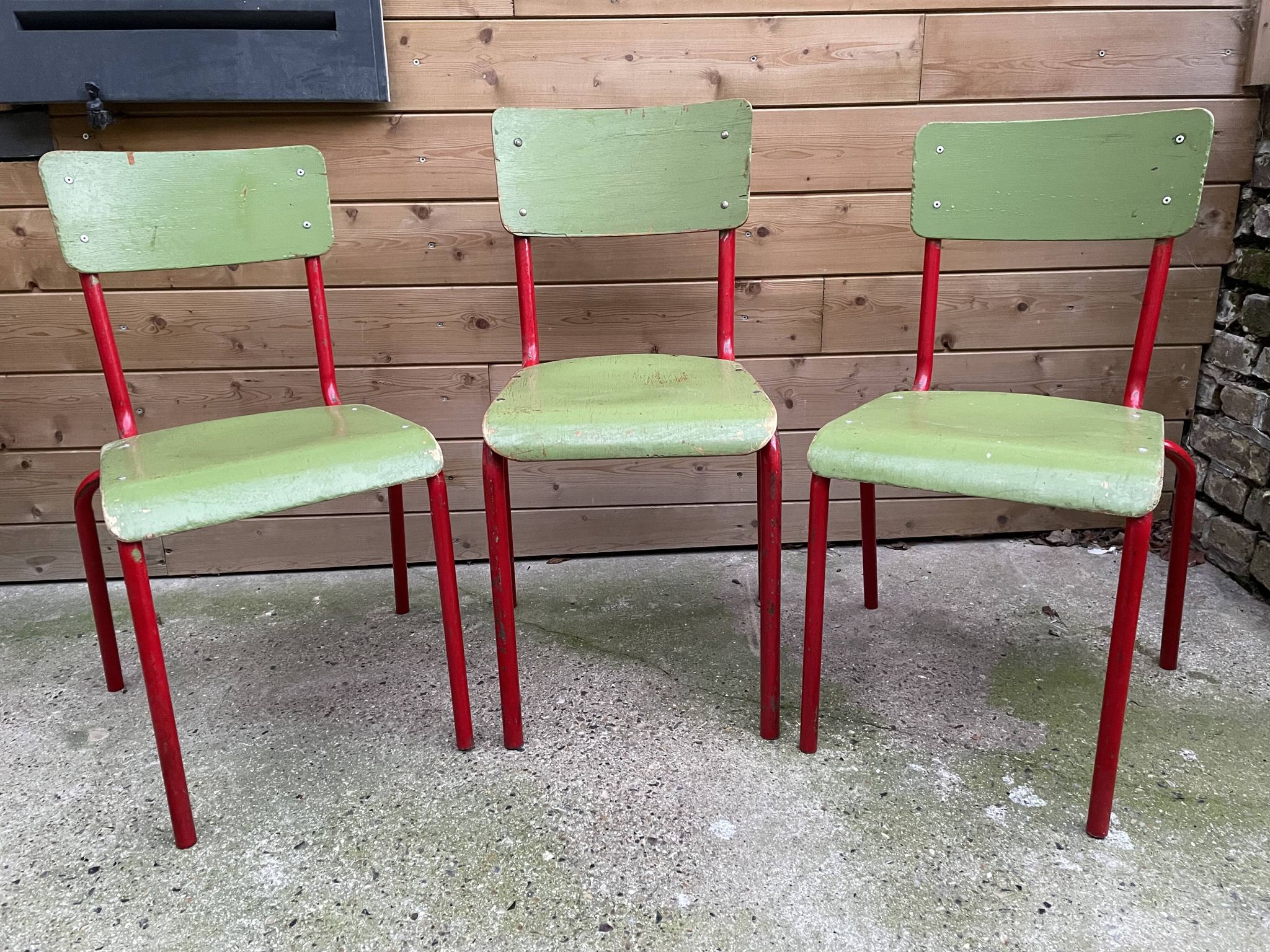 Set of 3 vintage school chairs