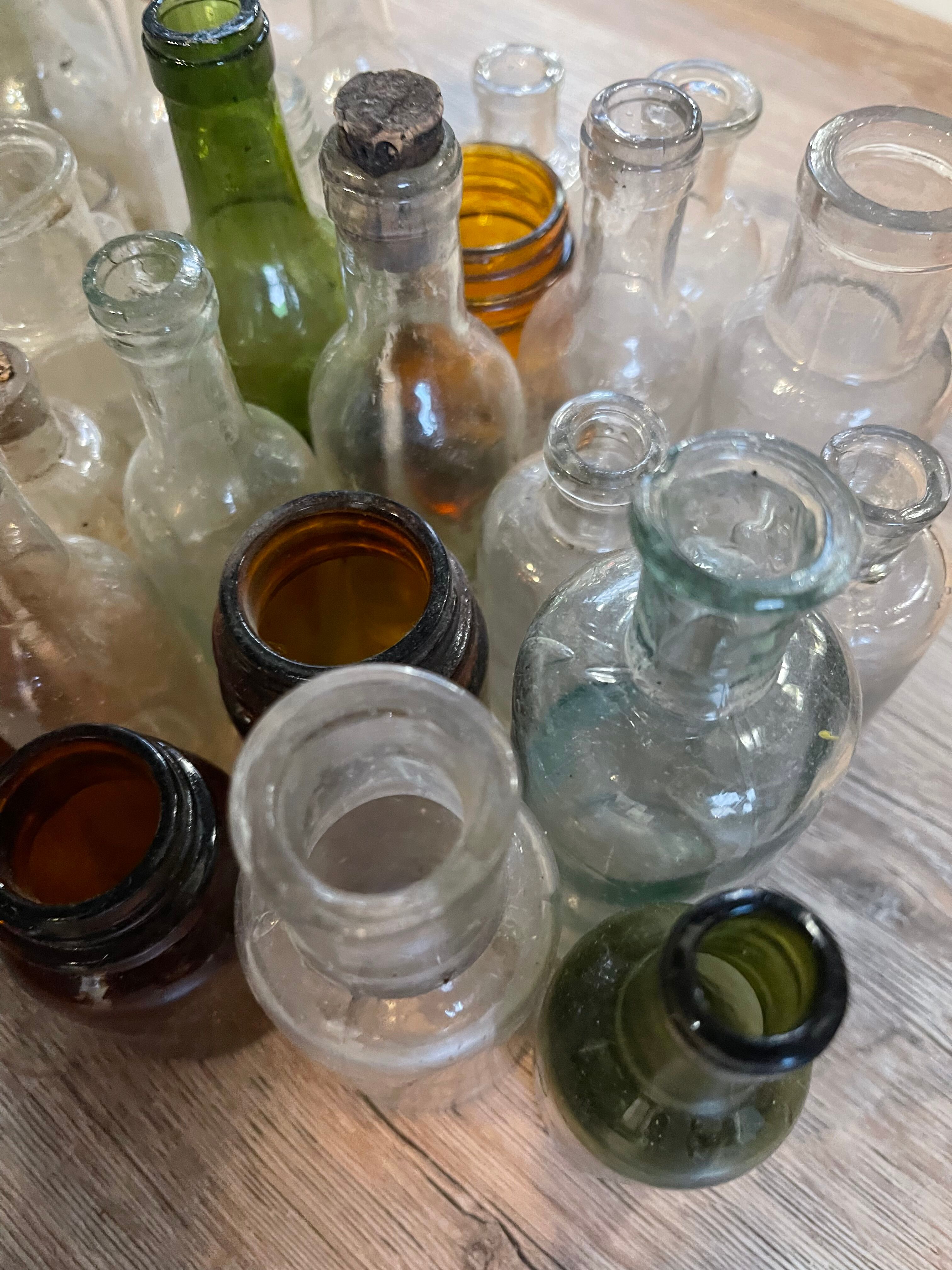Lot 37 vials small glassware decor pharmacy 1920'
