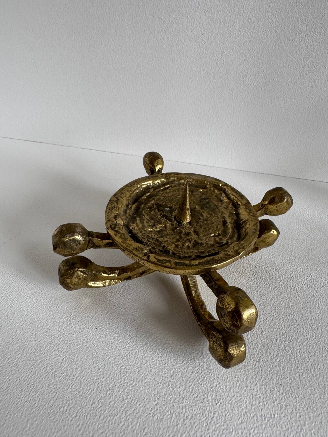 Vintage Brutalist Bronze Candle Holder