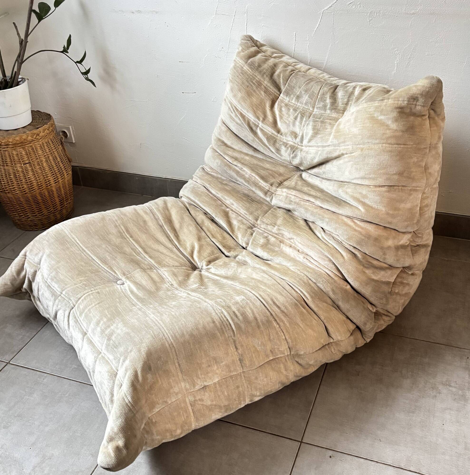 Togo Ensemble Ligne Roset vintage – 3-seater sofa and armchair