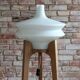 Space Age floor lamp in white glass and wood, 1960s