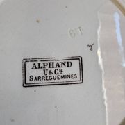 Set of 6 antique ironstone dessert plates, Alphand pattern by Sa