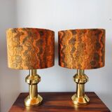 Pair of large vintage 1970s brass living room lamps
