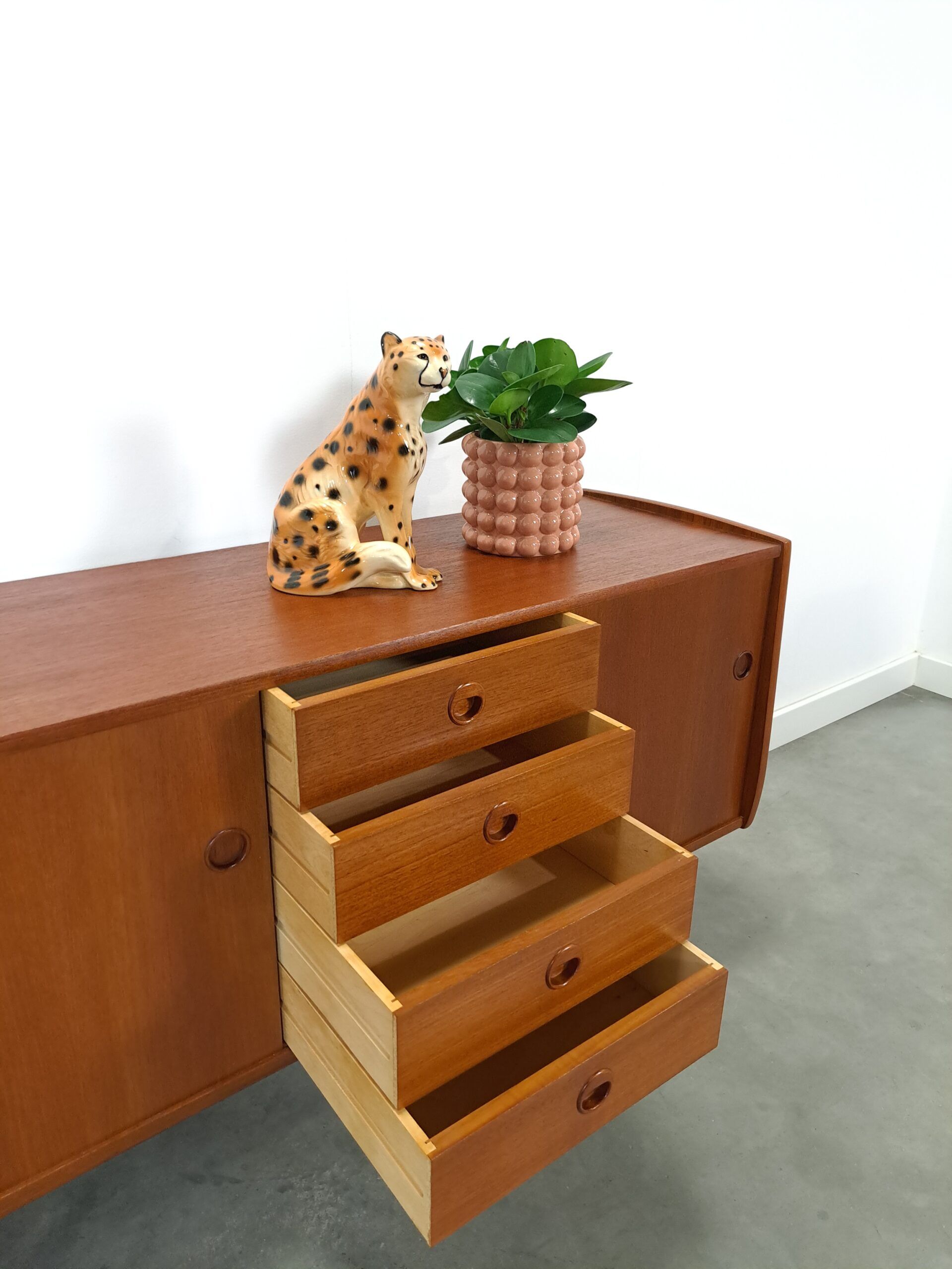 Teak veneer sideboard with drawers from Sweden