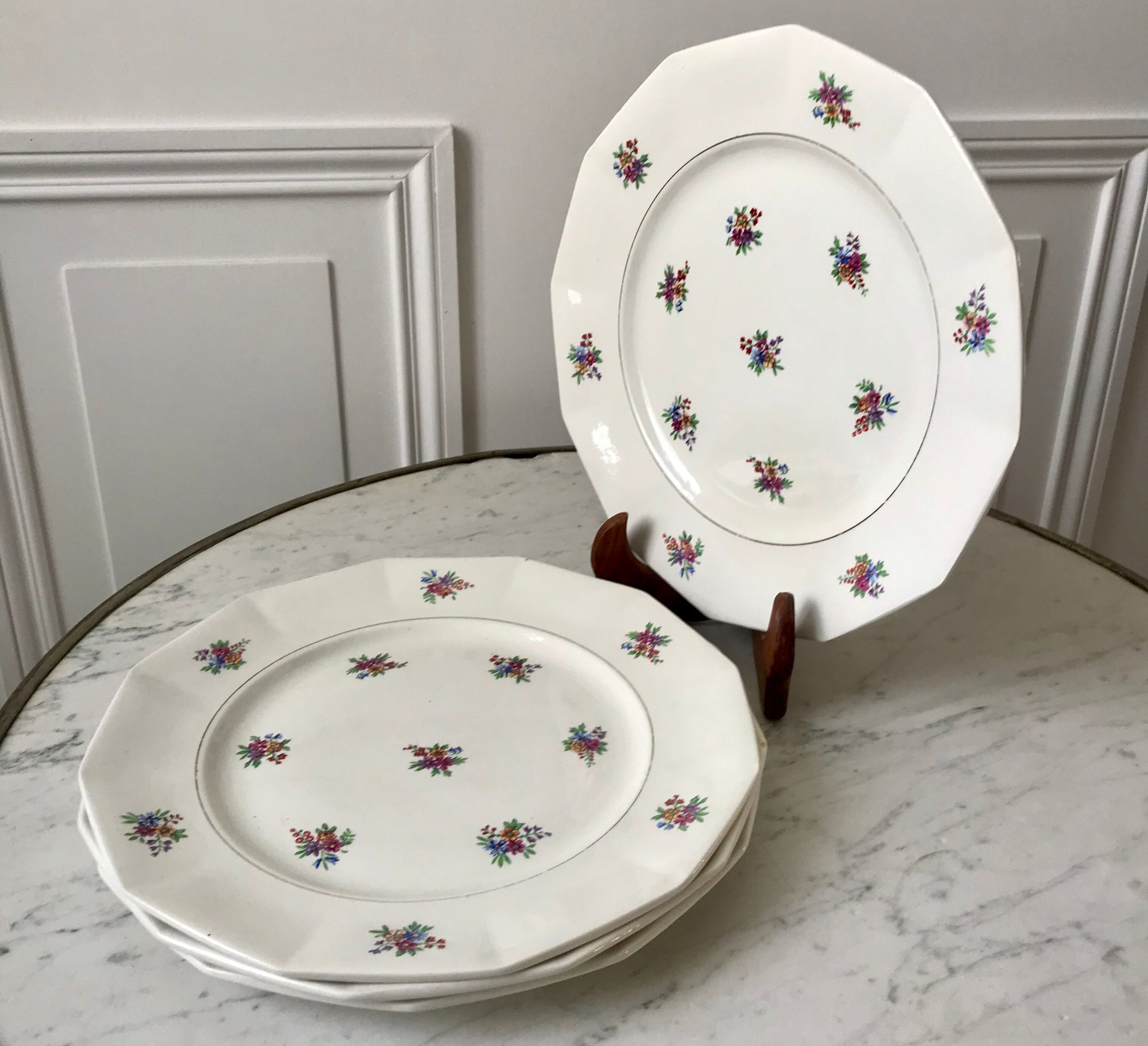 Set of 4 flat plates Céranord Saint-Amand 50s