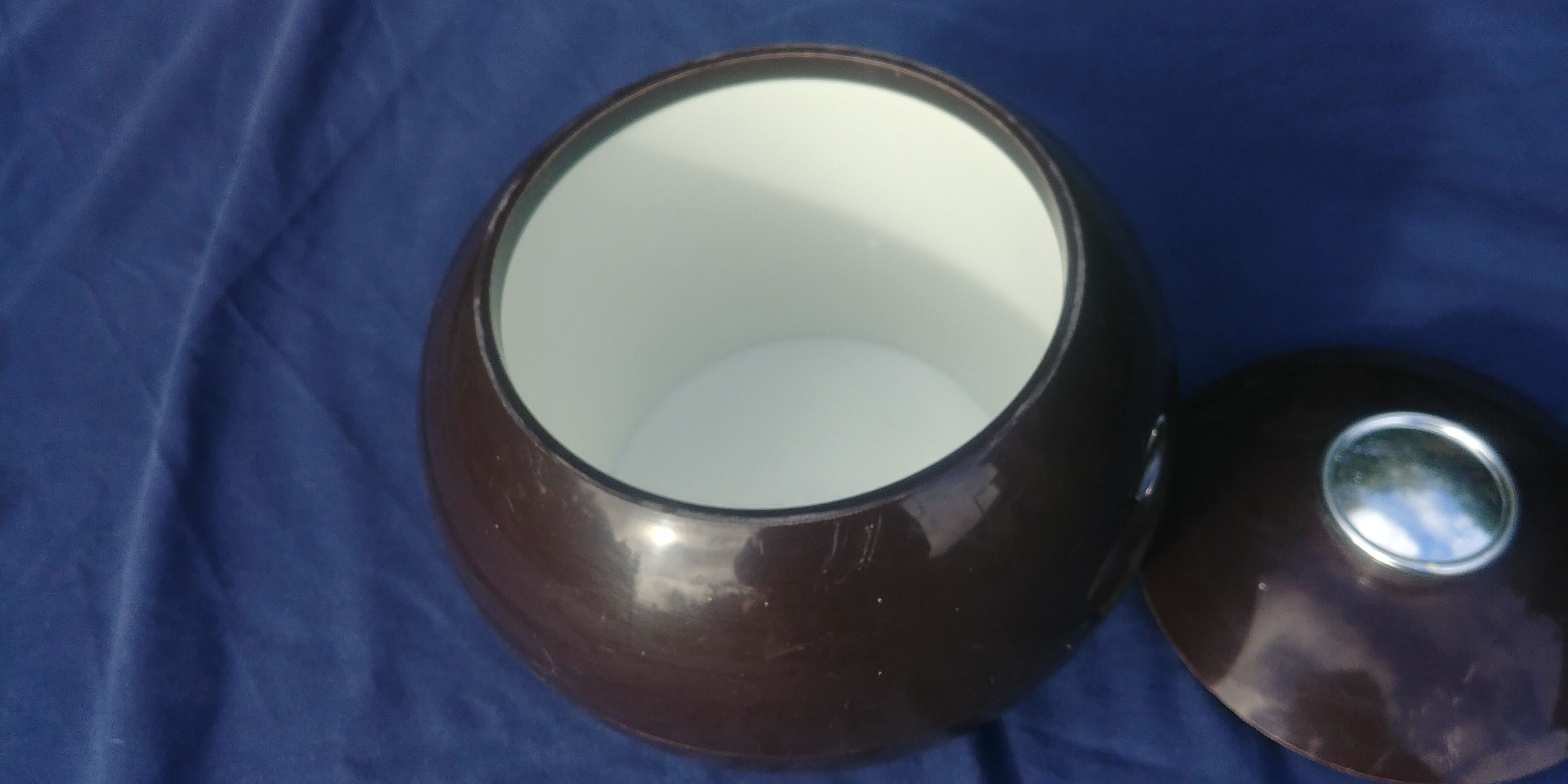 Ice bucket ball shape Vintage 70s brown color