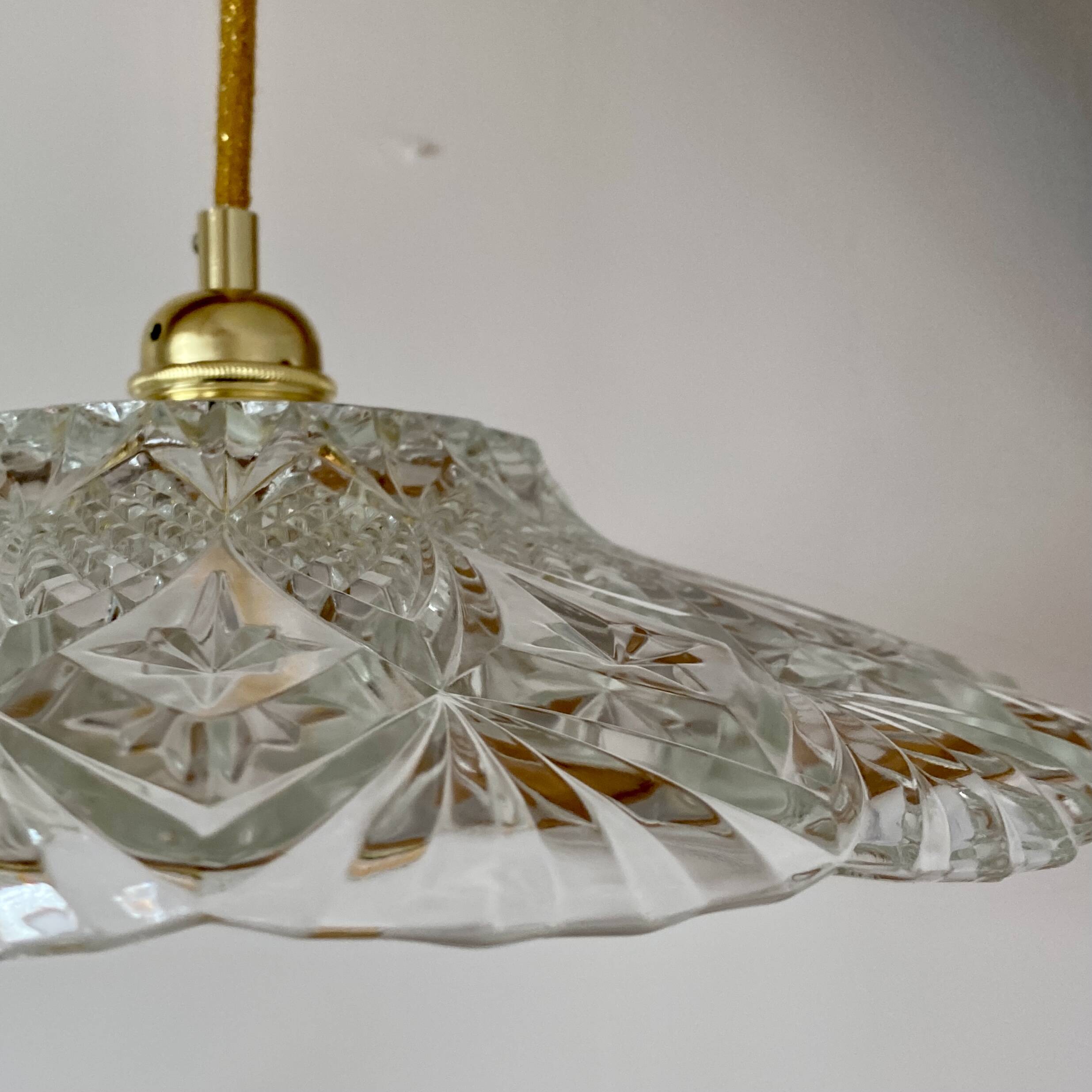 Vintage glass lampshade pendant light - tableware collection -