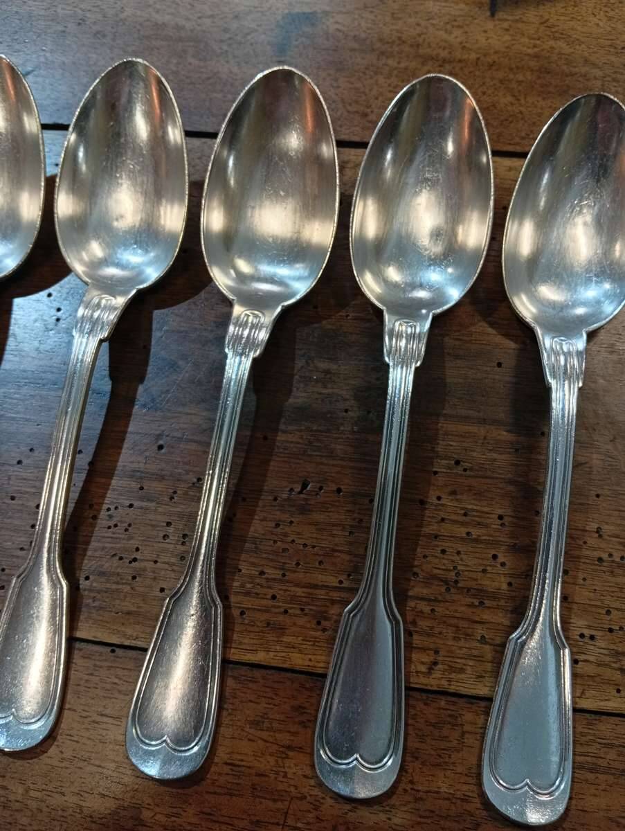 Set of 5 large silver-plated spoons