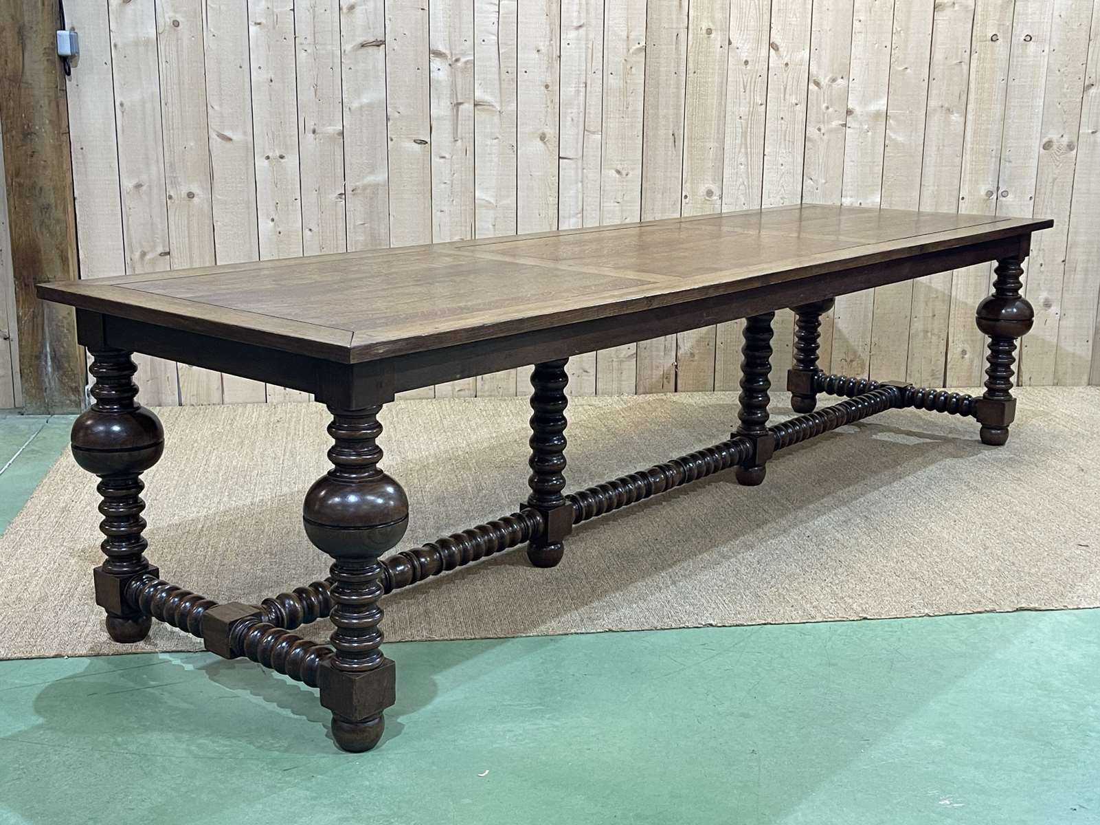 Oak monastery table with turned legs from the 1930s