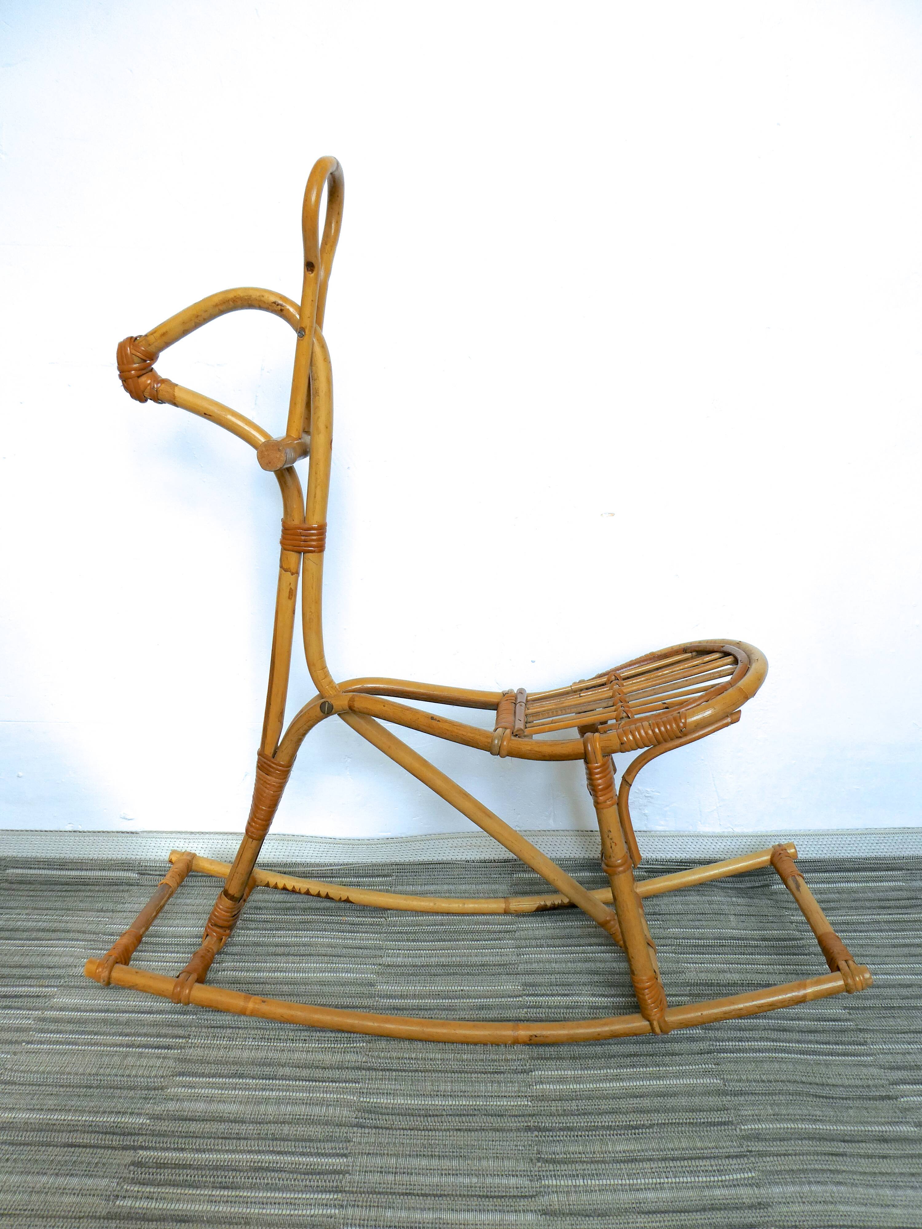 Rattan rocking horse 1960