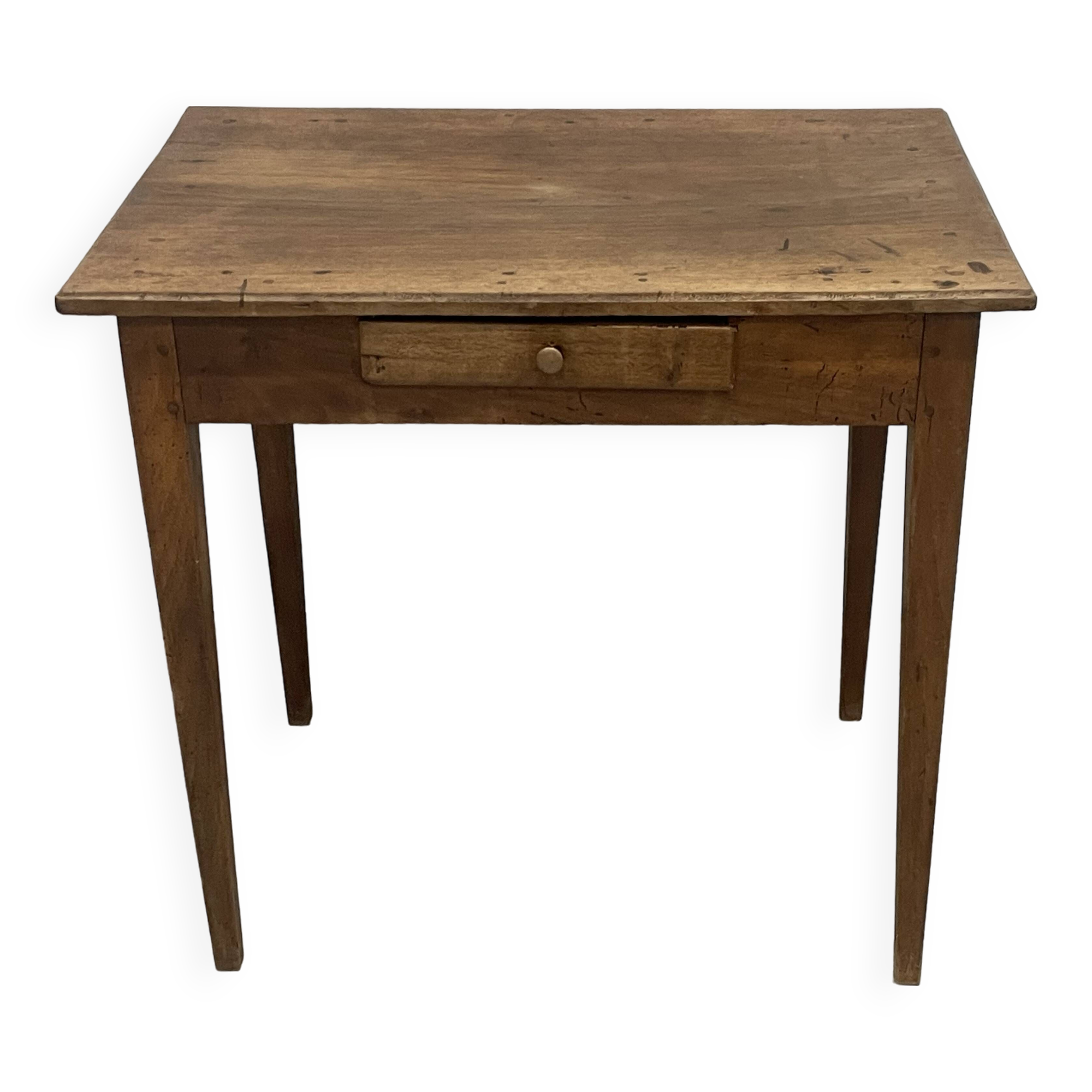 Side table in natural wood, spindle legs