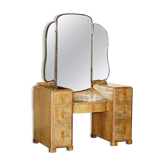 Art Deco dressing table in satin walnut with mirror, circa 1930.