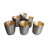 6 solid silver liqueur glasses, interior vermeil, Punches Minerve 925