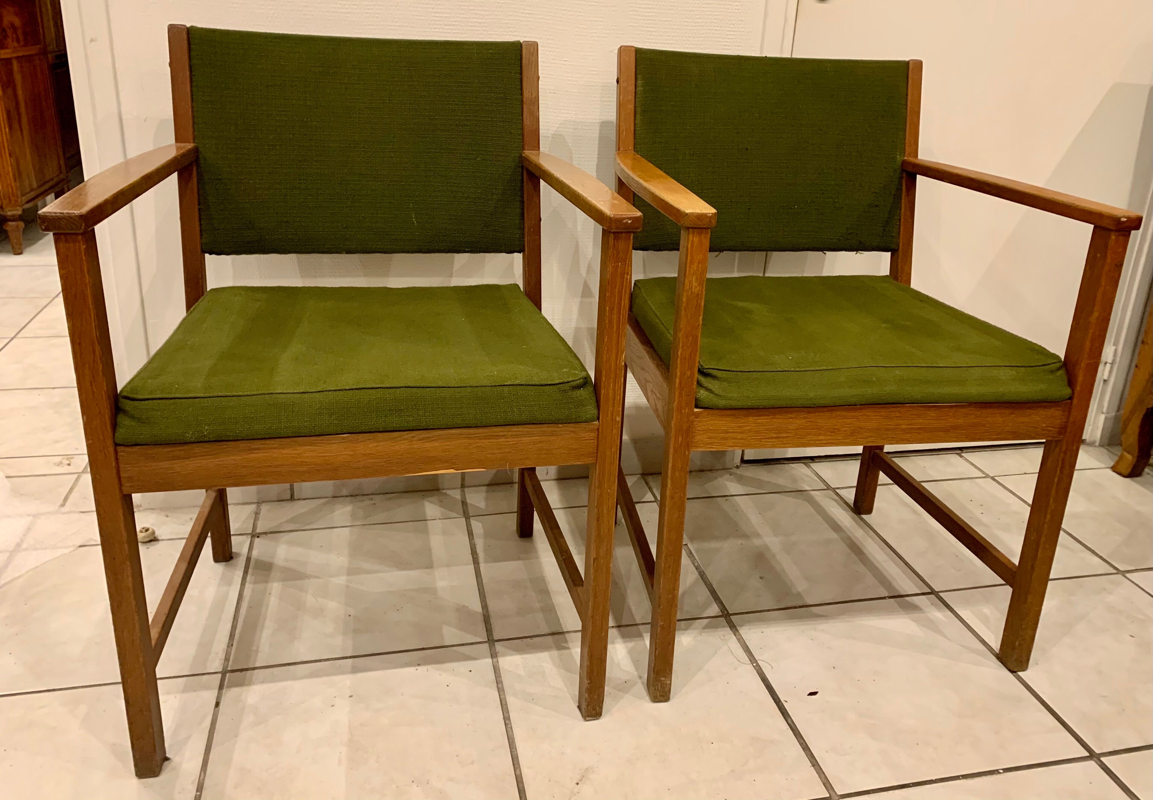 Pair of Scandinavian armchairs in teak 60s