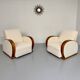 2 antique Art Deco club chairs from the 1930s, bentwood frame, bouclé fabric
