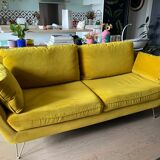 Canapé 3 places LaRedoute velours jaune