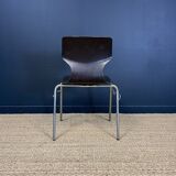 Set of 6 Flototto chairs wenge wood chrome steel 70s