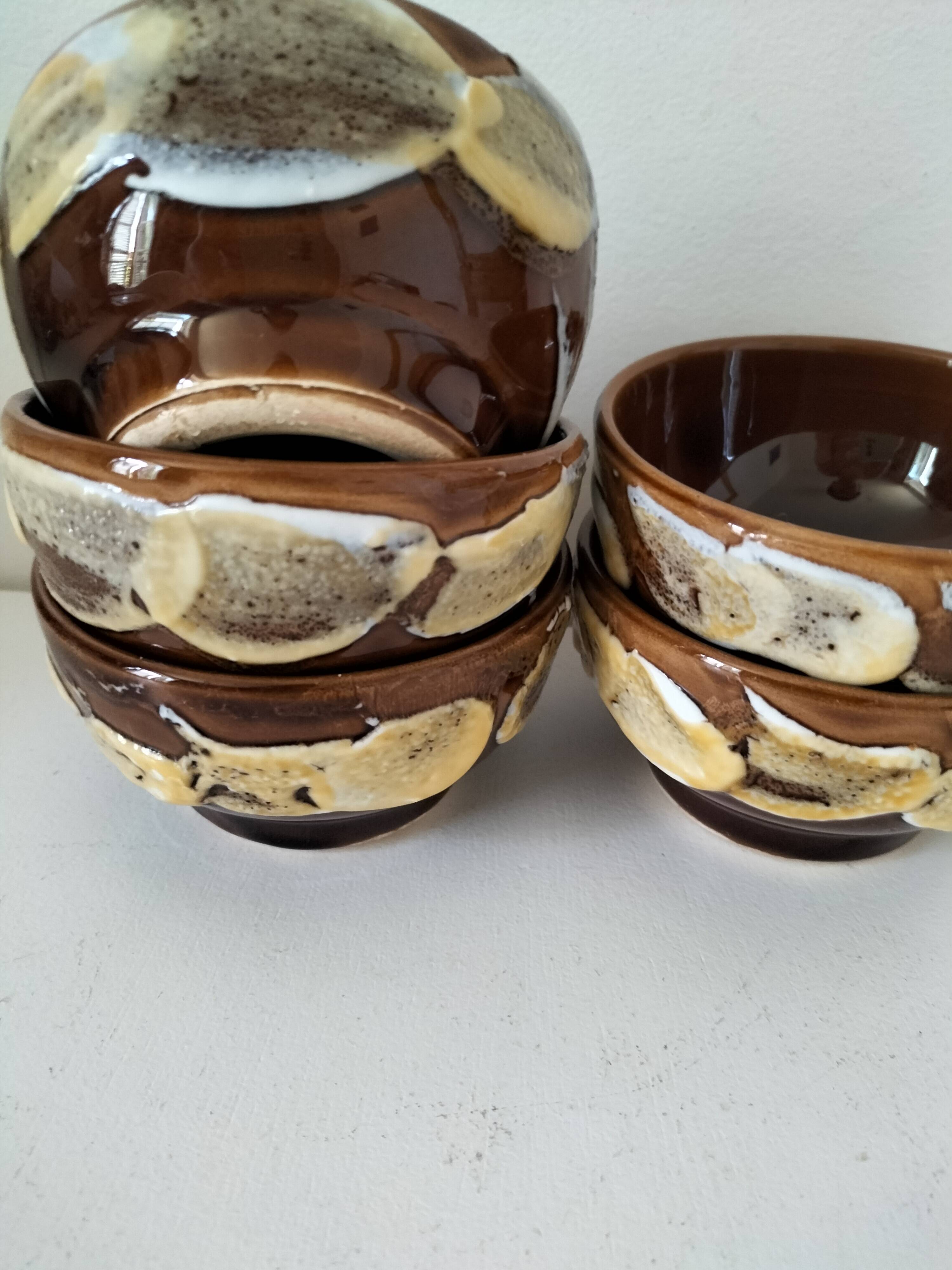 Set of 5 vintage enameled bowls – Chic terracotta ambiance