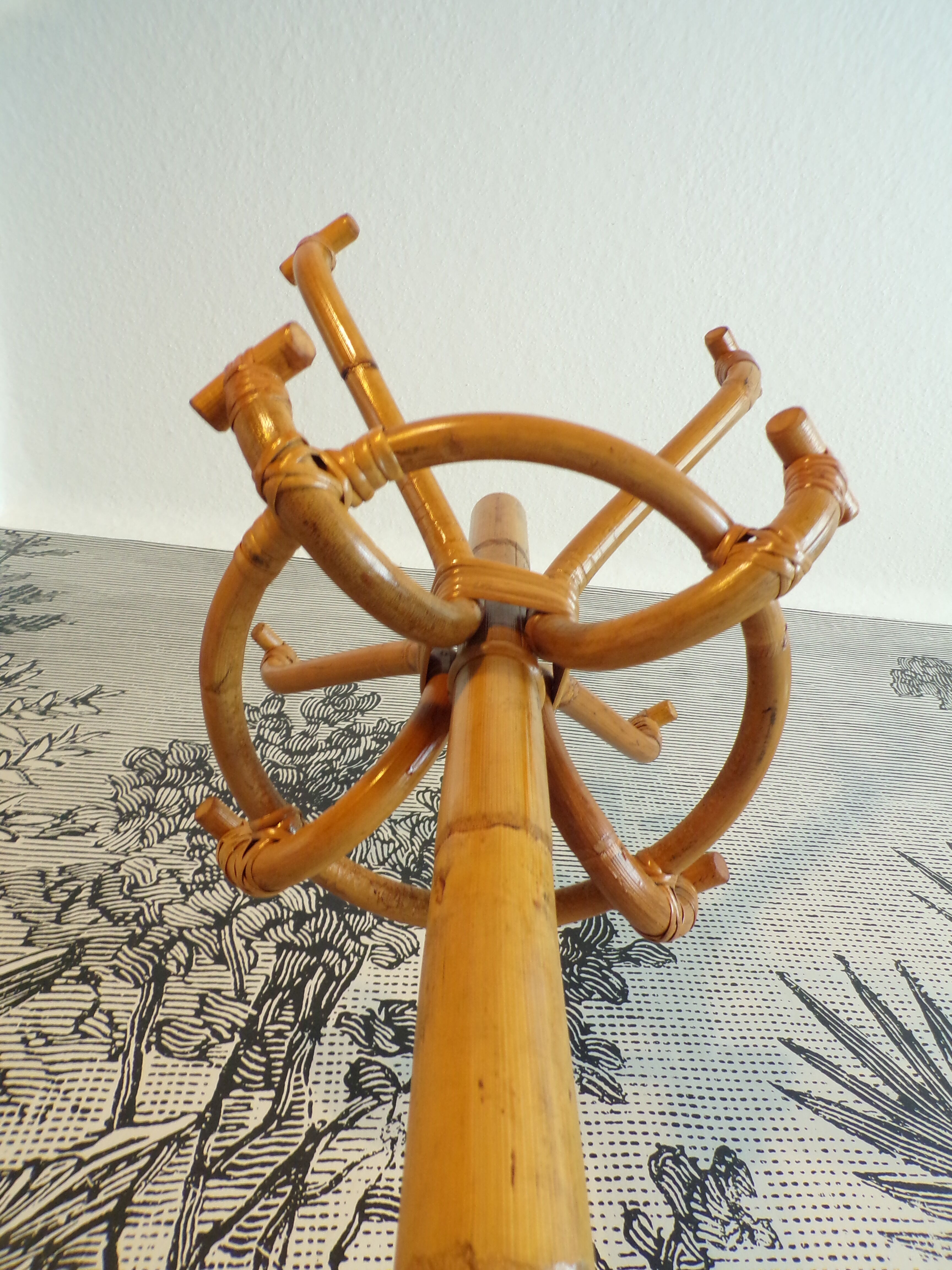 Vintage wicker parrot coat rack