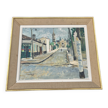 Old painting Street with church – Jack Senne 1933