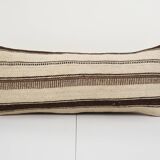 16" x 38" handmade extra long rectangular wool kilim pillow cover, organic undyed hippie bench