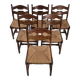 MidCentury Brutalist Oak "Razor Blade" Dining Chairs, Set of 6, France 60's