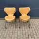 Fritz Hansen series 7 Vlinderstoelen naturel hout 1988