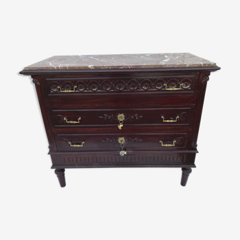 Old chest of drawers with marble top