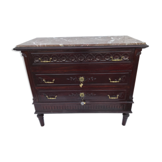 Old chest of drawers with marble top