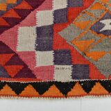 Tapis Kilim fait main rose orange 3x12 105x377 cm