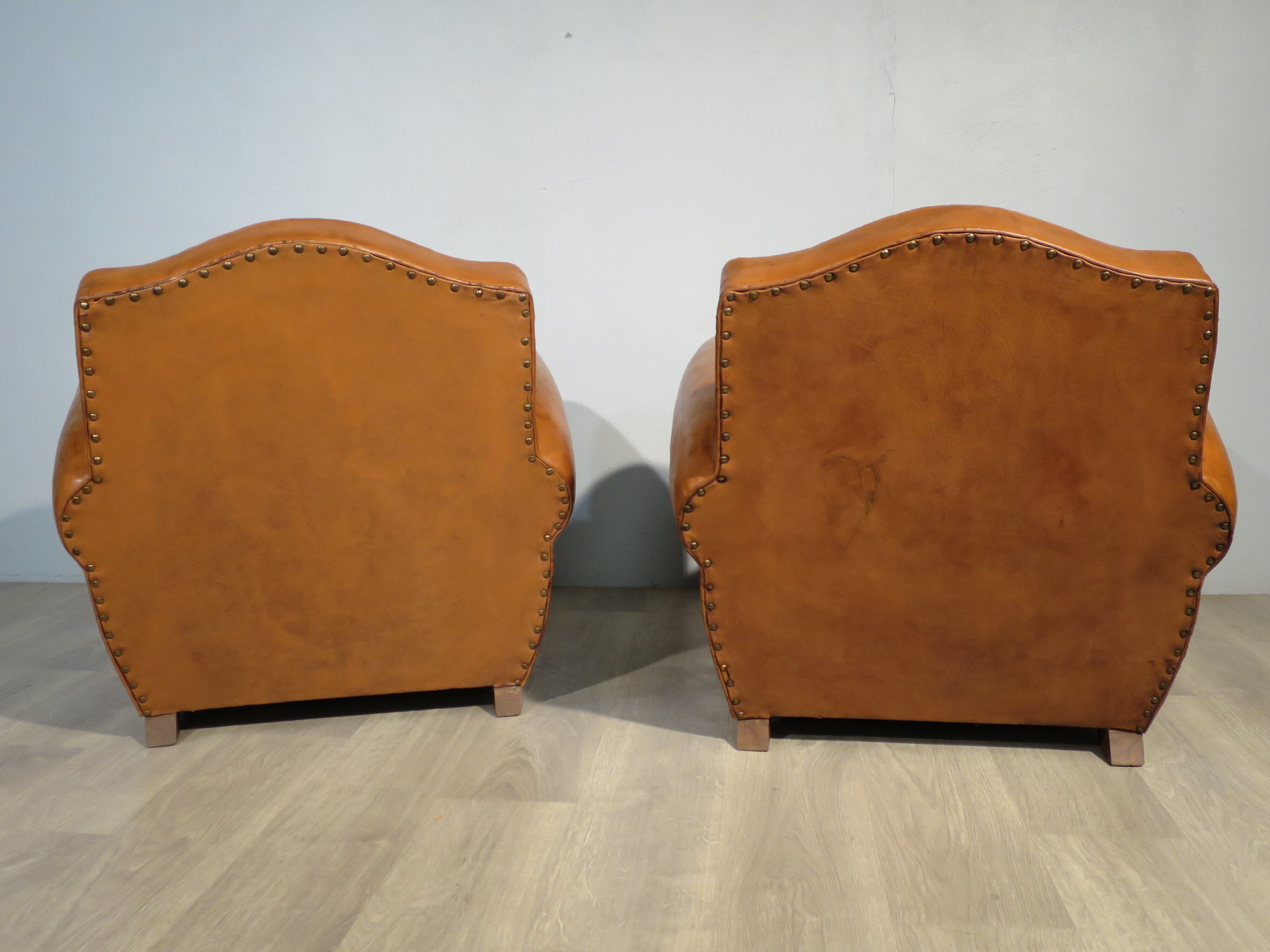 Pair of leather club chairs