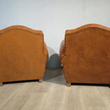 Pair of leather club chairs