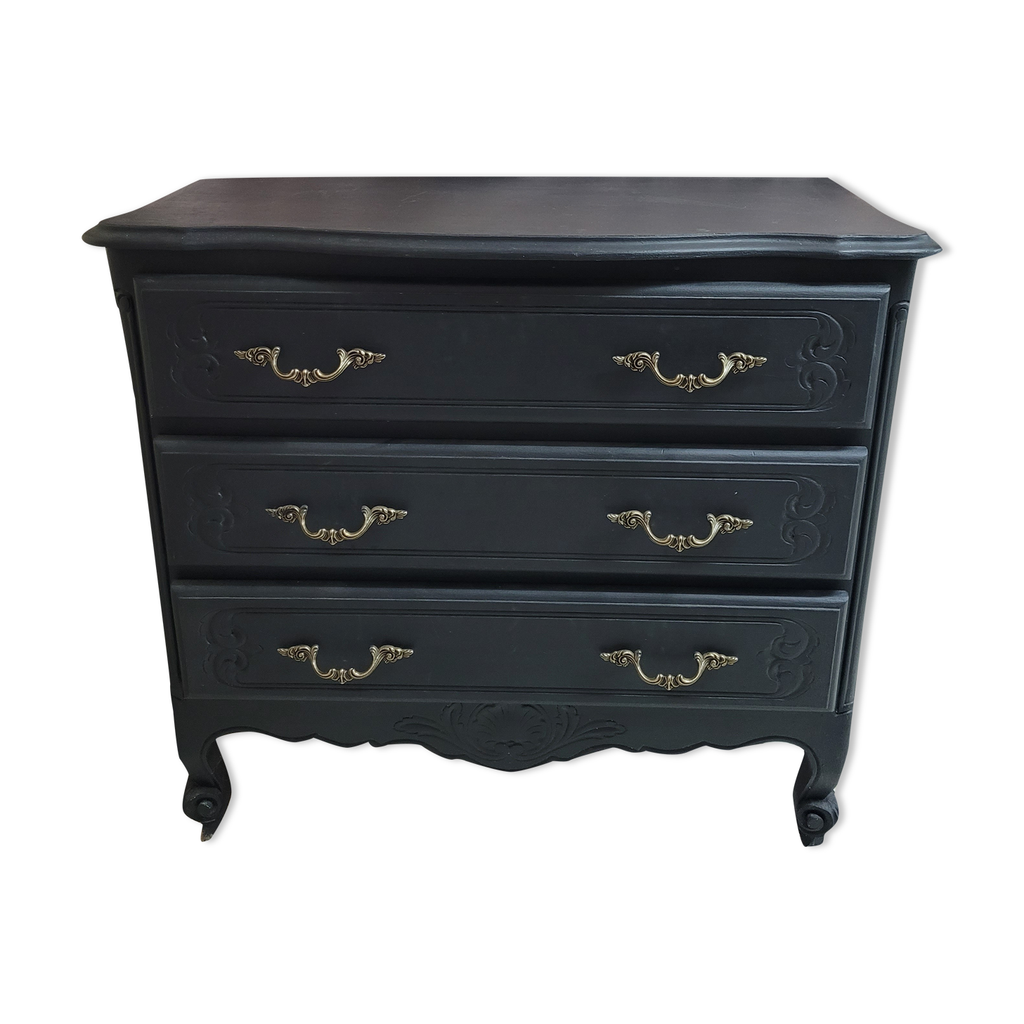 Matte black vintage dresser