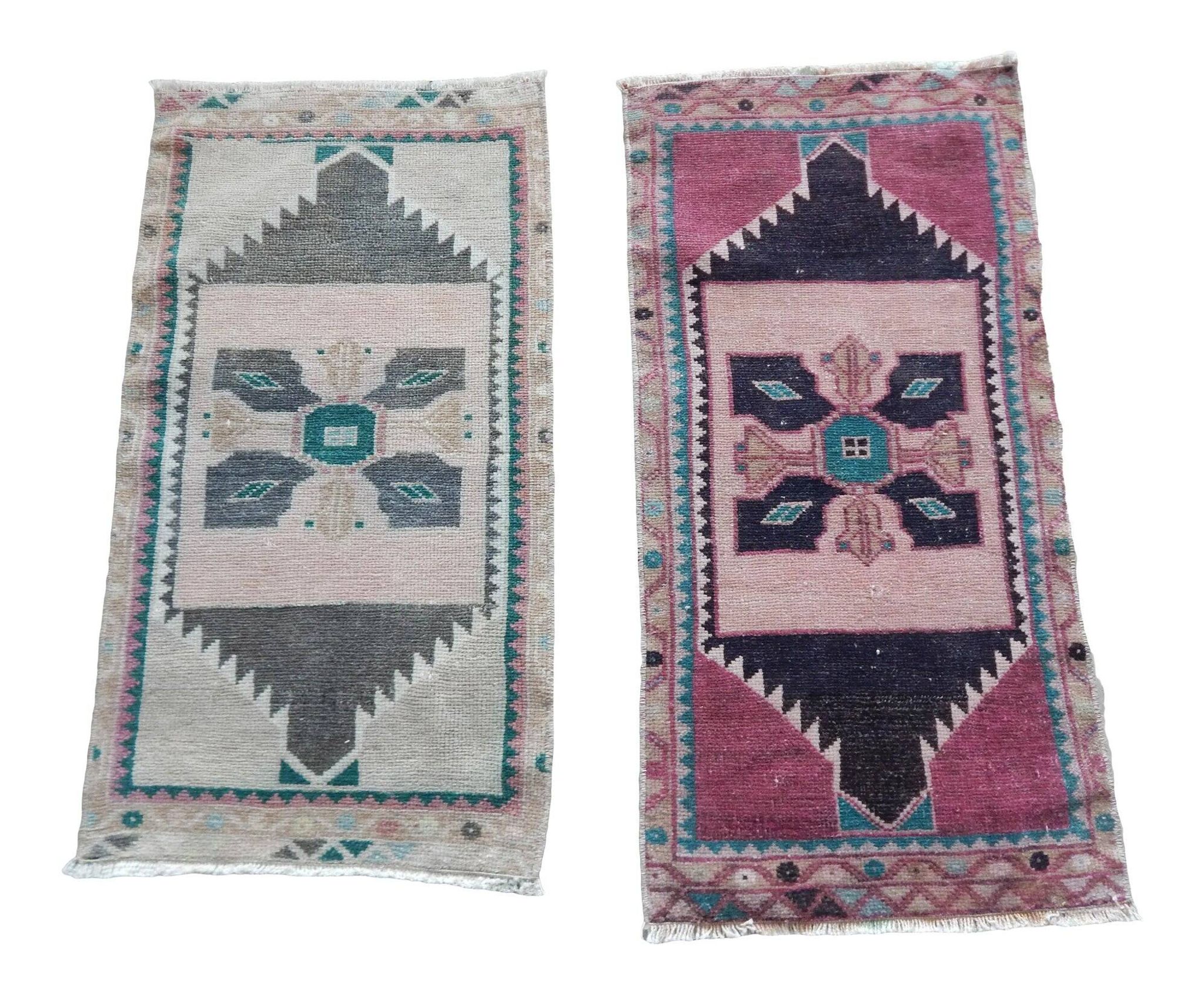 Lot de 2 tapis turcs vintage faits main