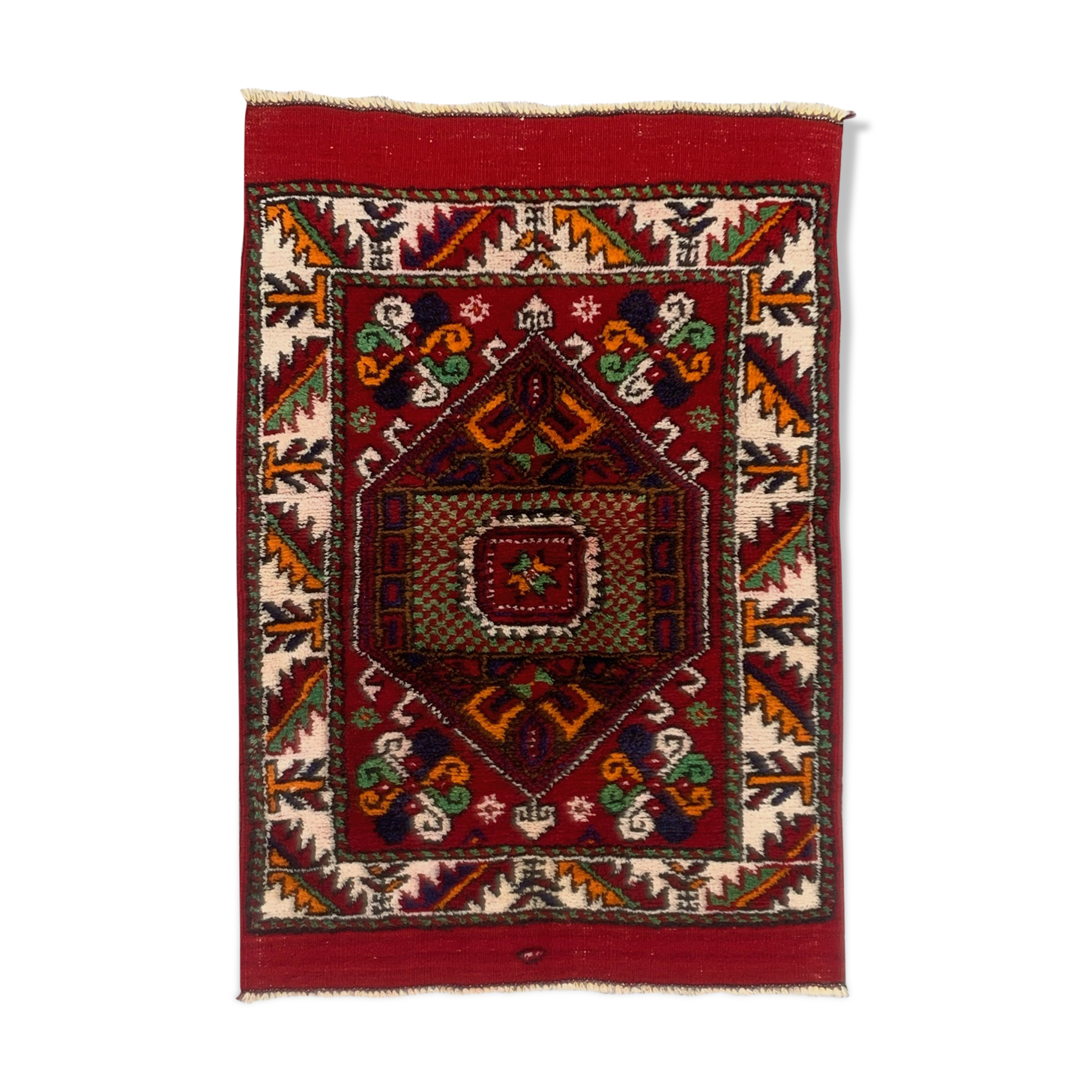 Vintage western Turkish rug oriental 120x80 cm tribal carpet, red