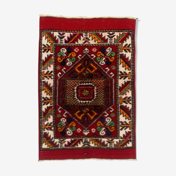 Vintage western Turkish rug oriental 120x80 cm tribal carpet, red