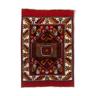 Vintage western Turkish rug oriental 120x80 cm tribal carpet, red