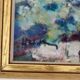Original mid-century Swedish oil on panel "Village" by Bertil Wahlberg.