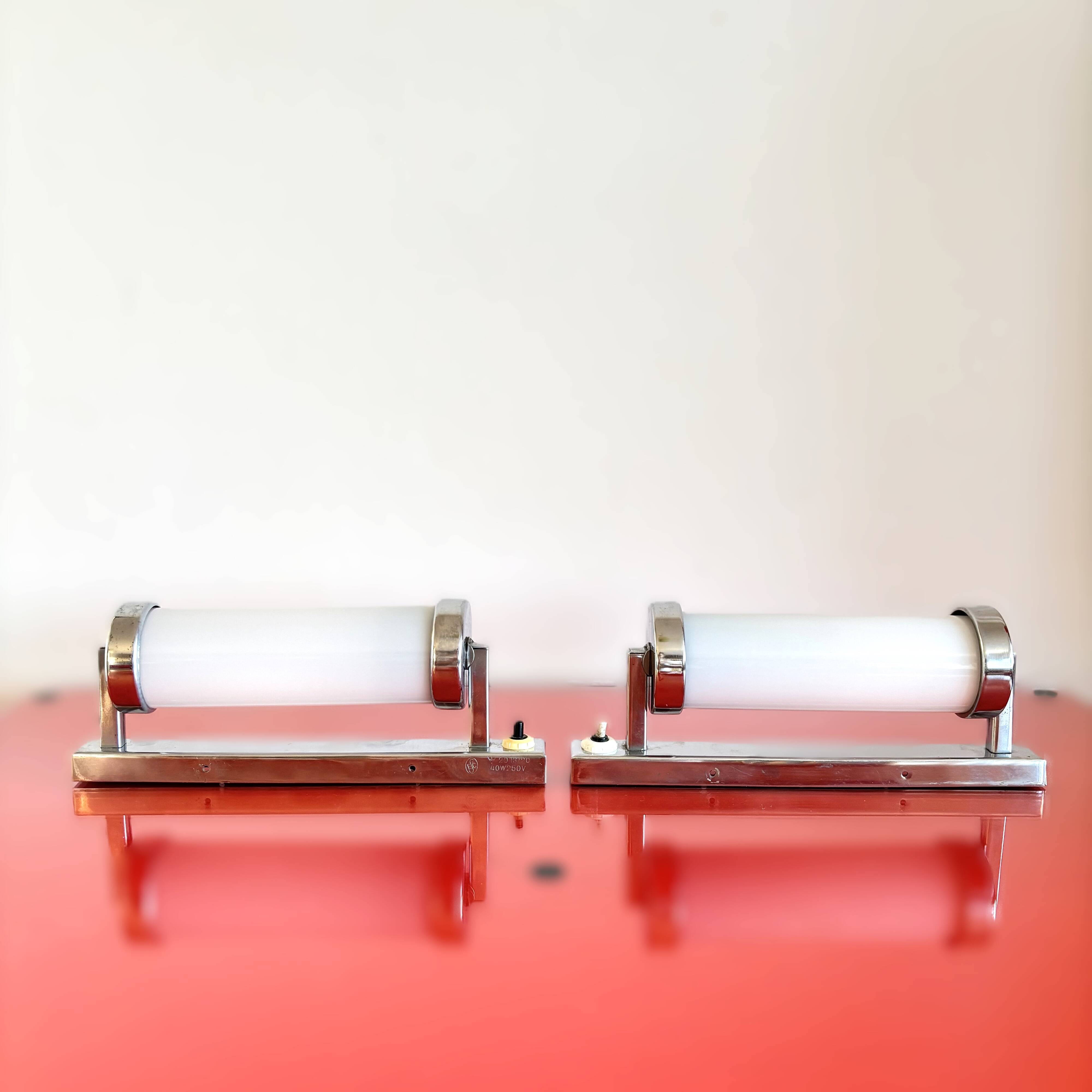 Functionalist set of bedside table lamps, Czechoslovakia